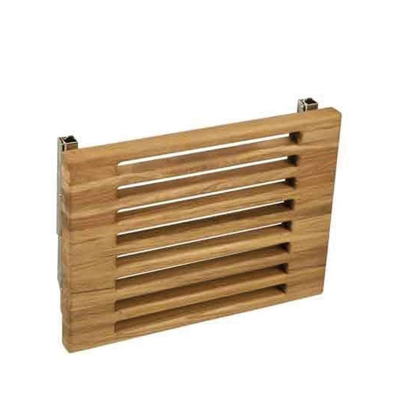 18" Wall Mount Fold Down Teak Shower Bench with Slot Openings